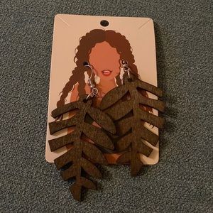 Lightweight beautiful dark leaf shape laser cut earrings